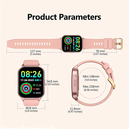 1pc SOUYIE Smart Watch P109, 2.1" Curved HD AMOLED 480p Display, 410*502 Resolution, 100+ Sports Modes, Wireless 5.0, Health & Fitness Tracker, Call & Message Notifications, Menstrual Cycle & Sedentary Reminder, Water Reminder, Alarm, Stopwatch, Weather,