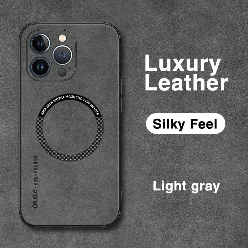 For Magsafe Luxury Leather Shockproof Phone Cases For iPhone 16 15 14 13 12 11 Pro Max 16e Plus Magnetic Wireless Charging Cover
