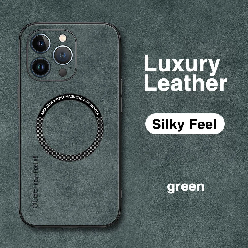 For Magsafe Luxury Leather Shockproof Phone Cases For iPhone 16 15 14 13 12 11 Pro Max 16e Plus Magnetic Wireless Charging Cover