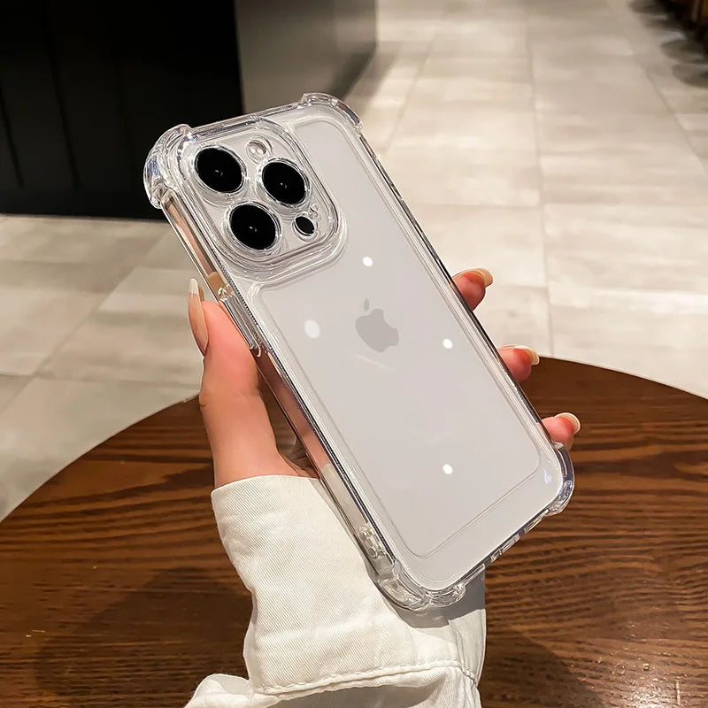 Luxury Transparent Silicone Phone Case For iPhone 16 15 14 13 12 11 Pro Max 16E XR X XS 7 8 14 15 Plus SE2 Shockproof Soft Cover