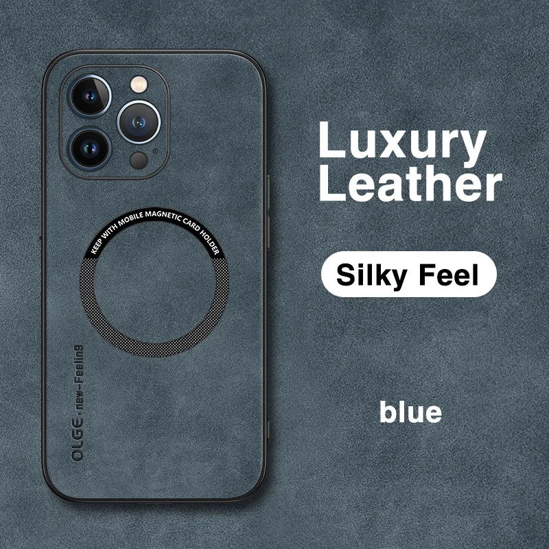 For Magsafe Luxury Leather Shockproof Phone Cases For iPhone 16 15 14 13 12 11 Pro Max 16e Plus Magnetic Wireless Charging Cover